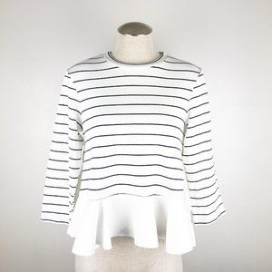 English Factory Peplum Striped Black & Ivory NWT S